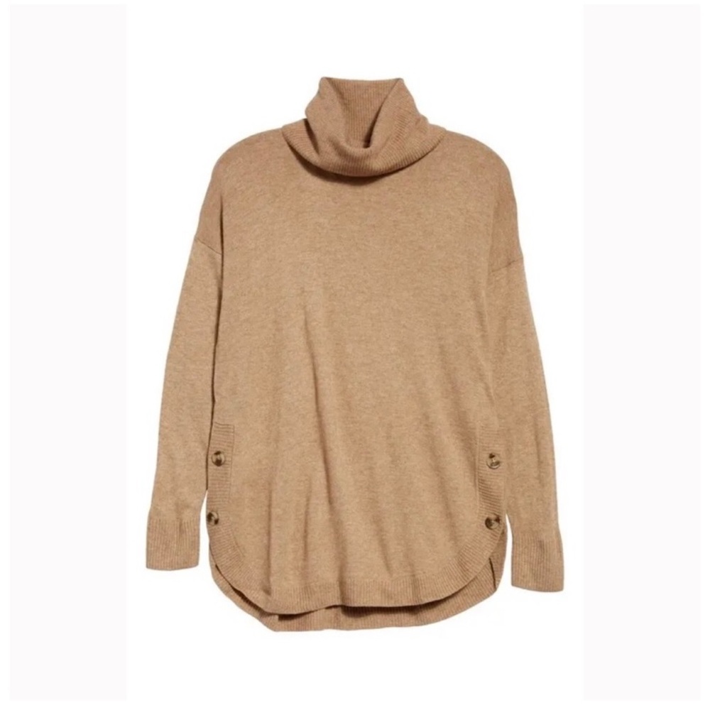 Madewell Crestland Side Button Turtleneck Tunic Sweater